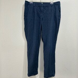 Brooks Brothers Red Fleece Women's White Dotted Blue Denim Trouser Pants sz 12